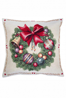 Kissenhülle - einseitiges Design "Weihnachtskranz" - 45x45 cm 