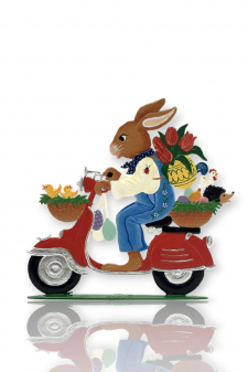 Hase im Motorroller - Zinnfigur